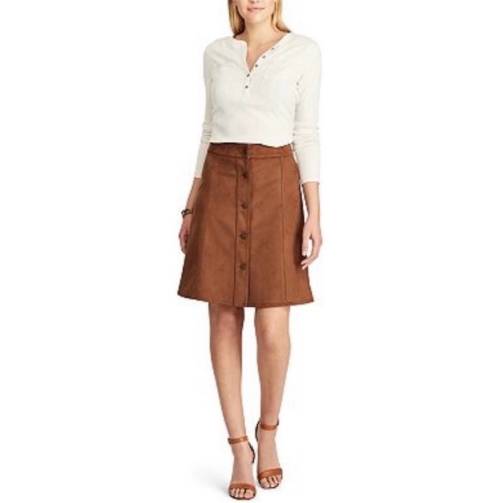 Chaps Brown Faux Suede A-Line Skirt Size 8